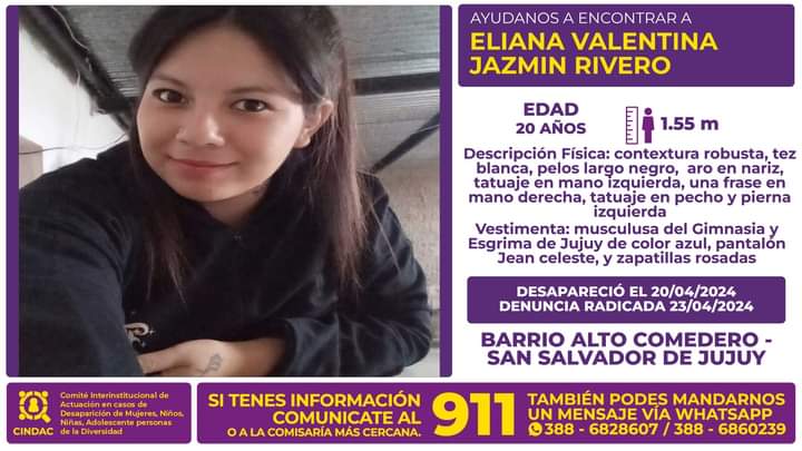 Se busca a Eliana Valentina Jazmín Rivero